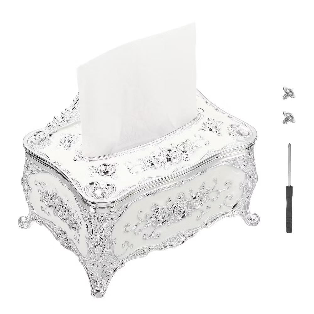 Luxurious Rose Tissue Box Rectangular Plastic Napkin Box Vintage Tissue Paper Holders - Image 24