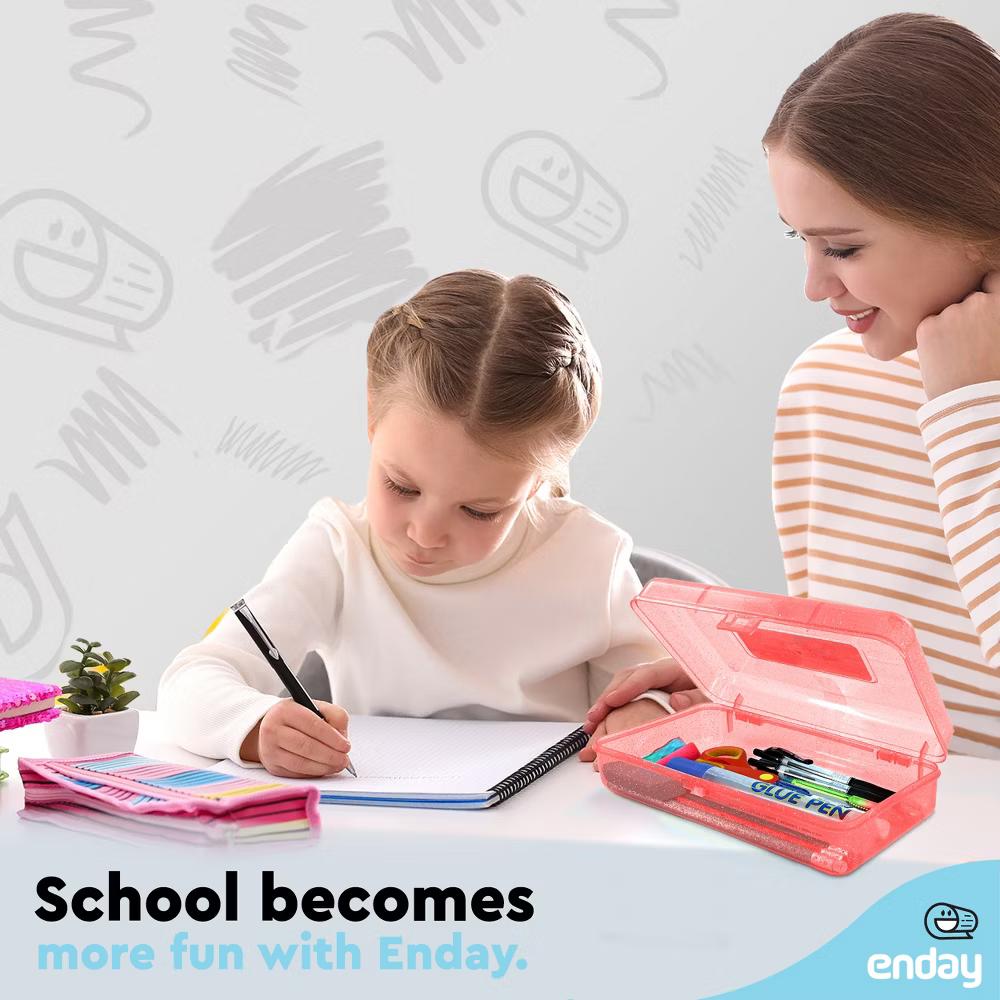Plastic Pencil Box with Snap Closure Lids, Small Utility Storage Crayon School and Office Supplies Case Organizer - Image 36