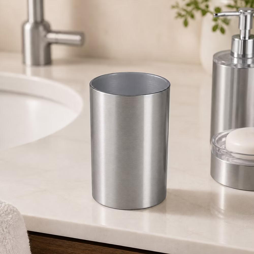 French Home Goods Modern Brushed Bathroom Tumbler – Sleek Toothbrush Holder, Cup, or Countertop Organizer - Image 9