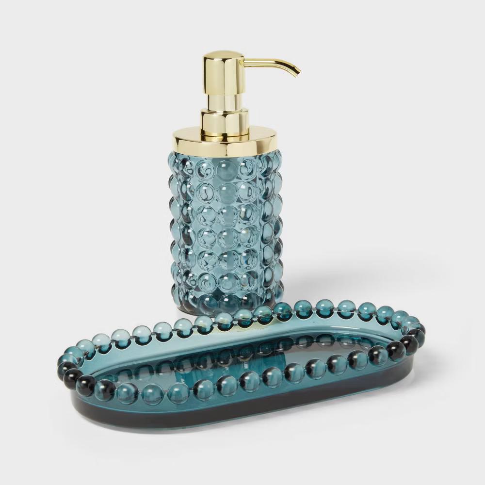 Textured Glass Tray Blue - Image 3