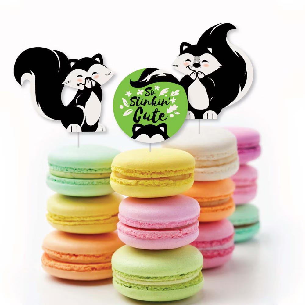 Little Stinker - Dessert Cupcake Toppers - Woodland Skunk Baby Shower or Birthday Party Clear Treat Picks - Set of 24 - Image 5
