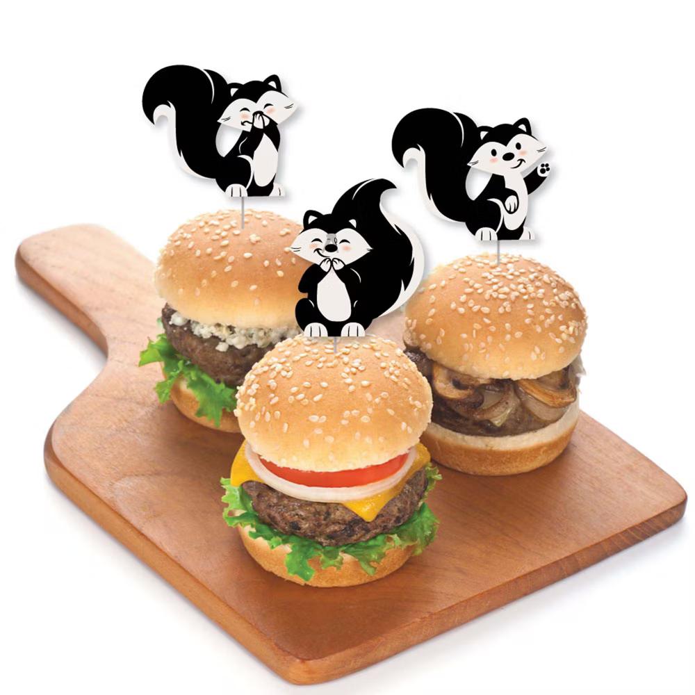 Little Stinker - Dessert Cupcake Toppers - Woodland Skunk Baby Shower or Birthday Party Clear Treat Picks - Set of 24 - Image 6