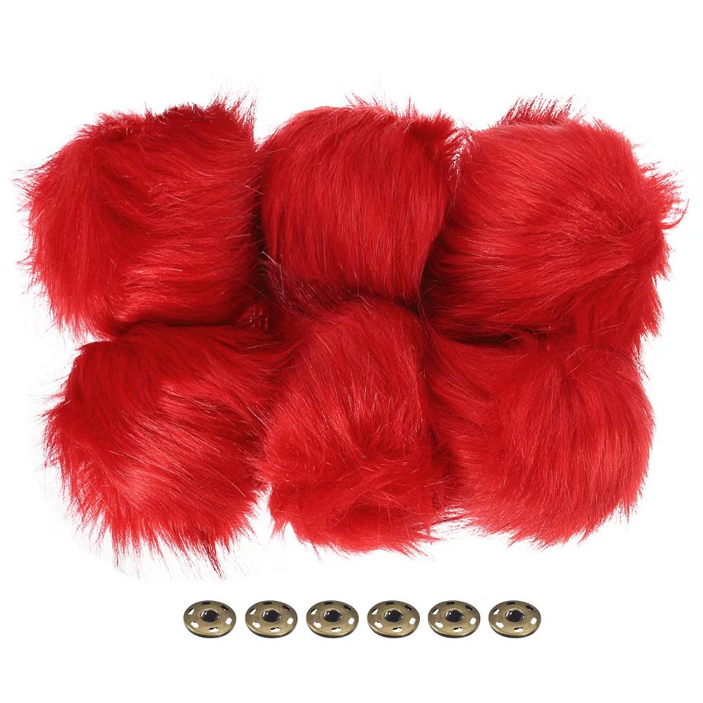 Fluffy Soft Elastic Faux Fur Pom Poms for Hats DIY Scarves 6 Pcs - Image 24