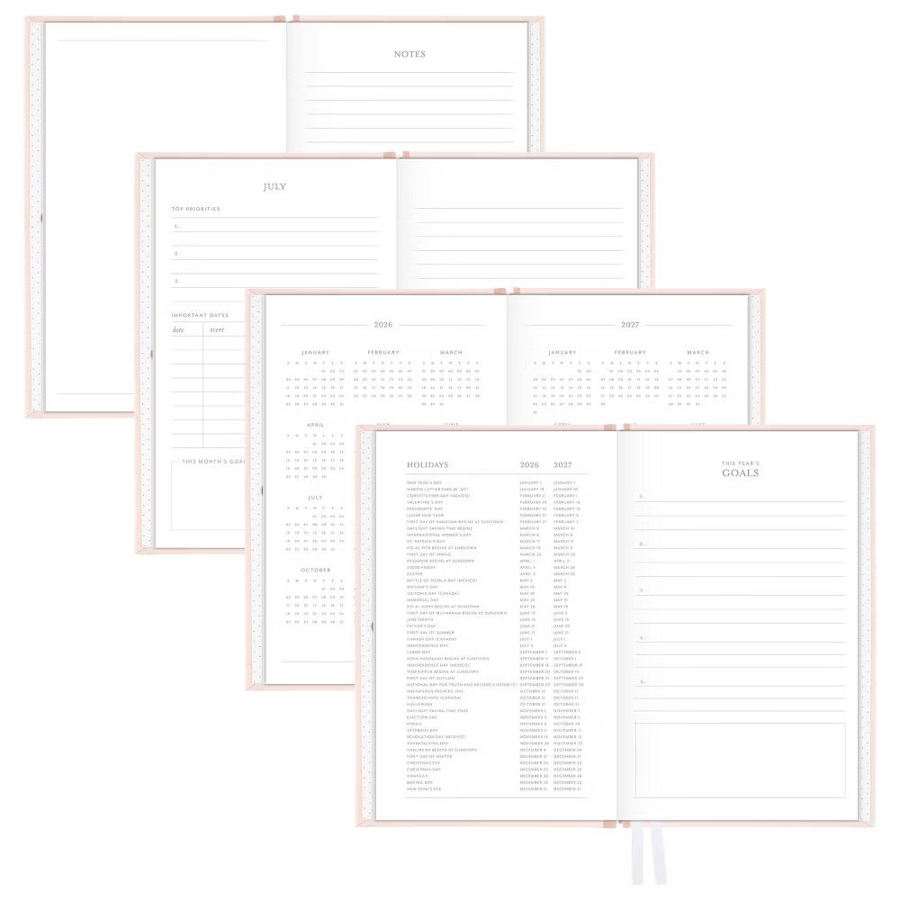 Essentials 4.875"x7.875" Small Casebound 2026-2027 Weekly/Monthly with Bungee Pink - Image 5