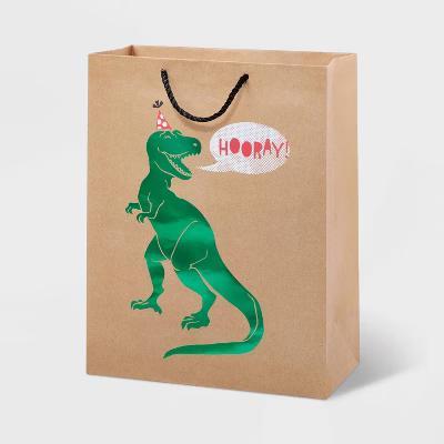 Medium Gift Bag Birthday T-Rex Hooray - Dinosaur Party Bag, Multicolor, 12.75" 10" 5" - Image 3