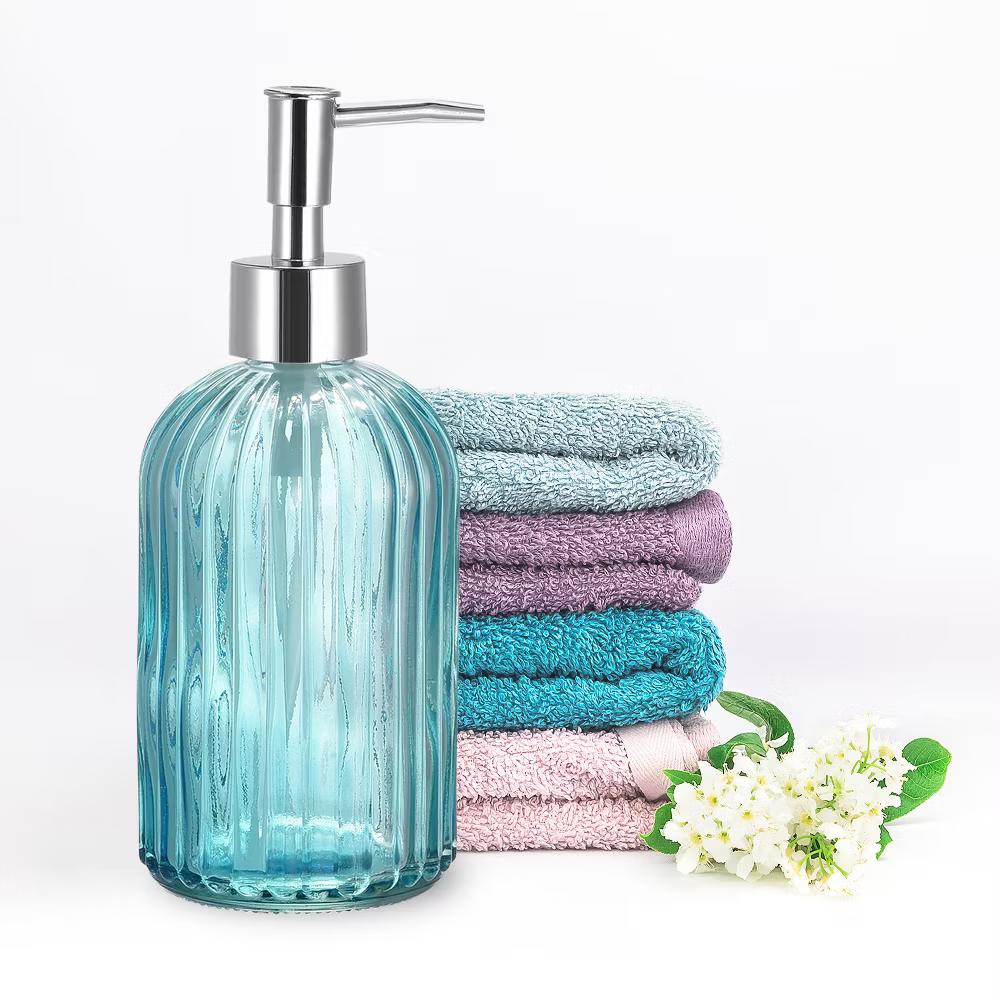 Durable Glass Soap Dispenser with Silver Pump for Bathroom - Image 5