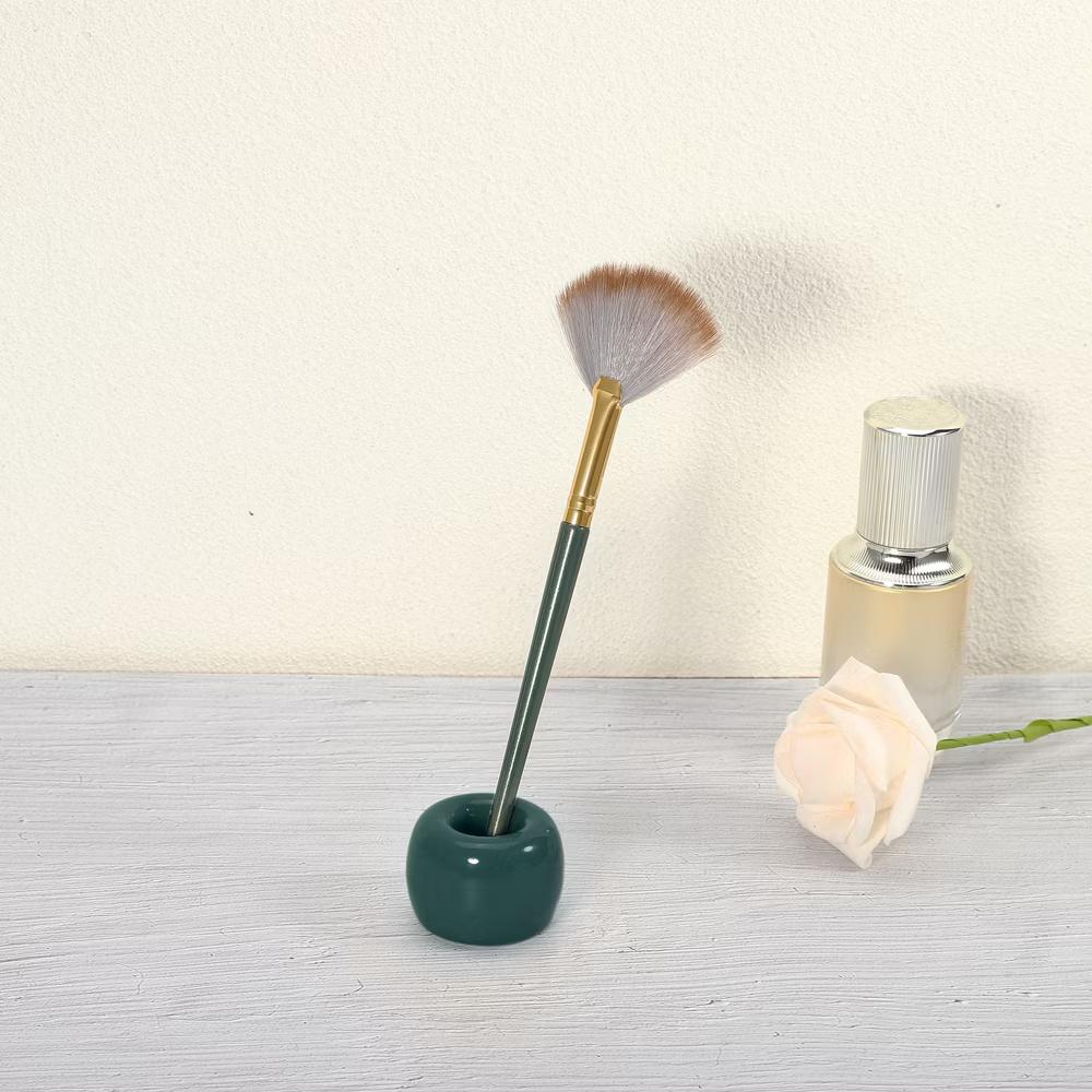 Bathroom Round Mini Ceramic Toothbrush Holder 1.65"x1.18" 2Pcs - Image 23