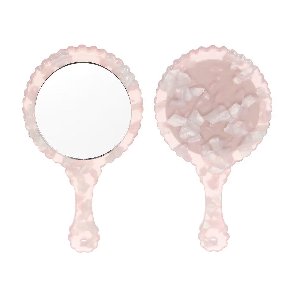 Oval Vintage Acetic Acid Handle Cosmetic Travel Hand Held Mirror - Image 25