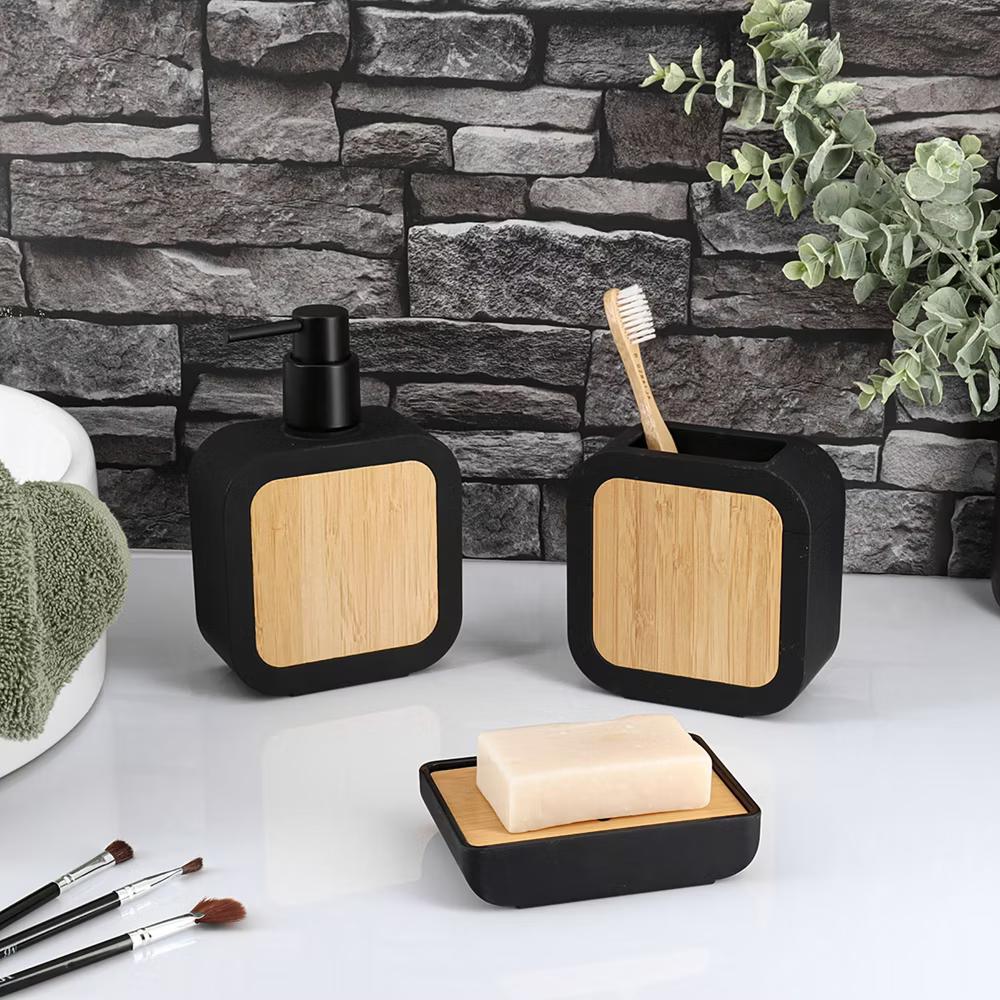French Home Goods Minimalist Hand Soap Dish Rubber and Wood - Image 5