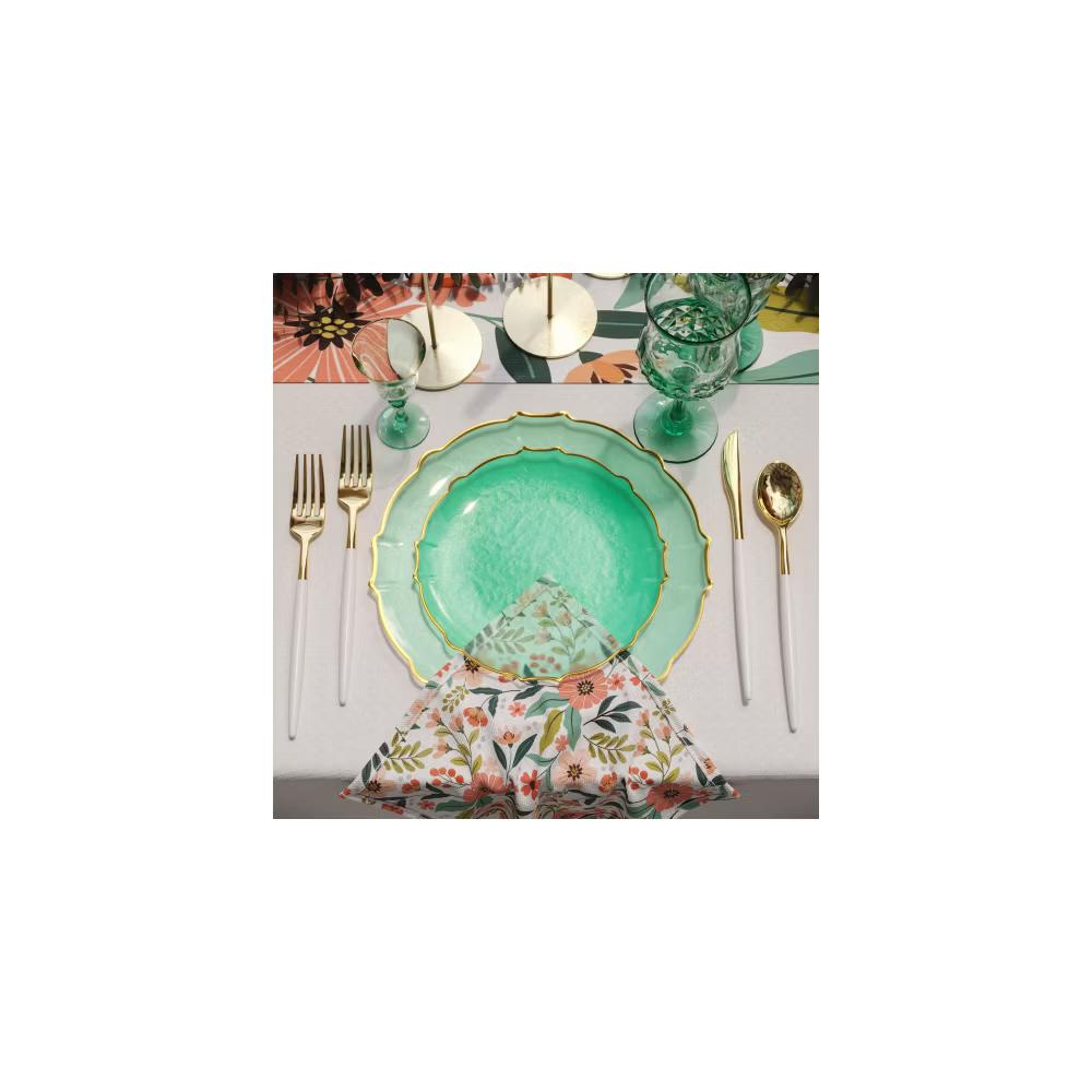 Trendables 40 Pieces Plastic Disposable Wedding Plates Set - 20 7.5" & 20 10" Thin & DelicateTinted Petals Plates with Rim - Image 22