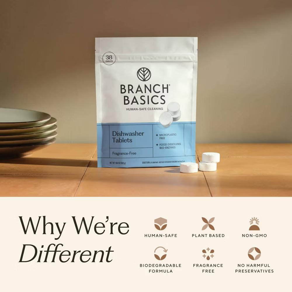 Branch Basics Fragrance-Free Dishwasher Tablets - 38ct: Dye-Free, Sulfate-Free, Removes Grease, Multi-Surface - Image 7