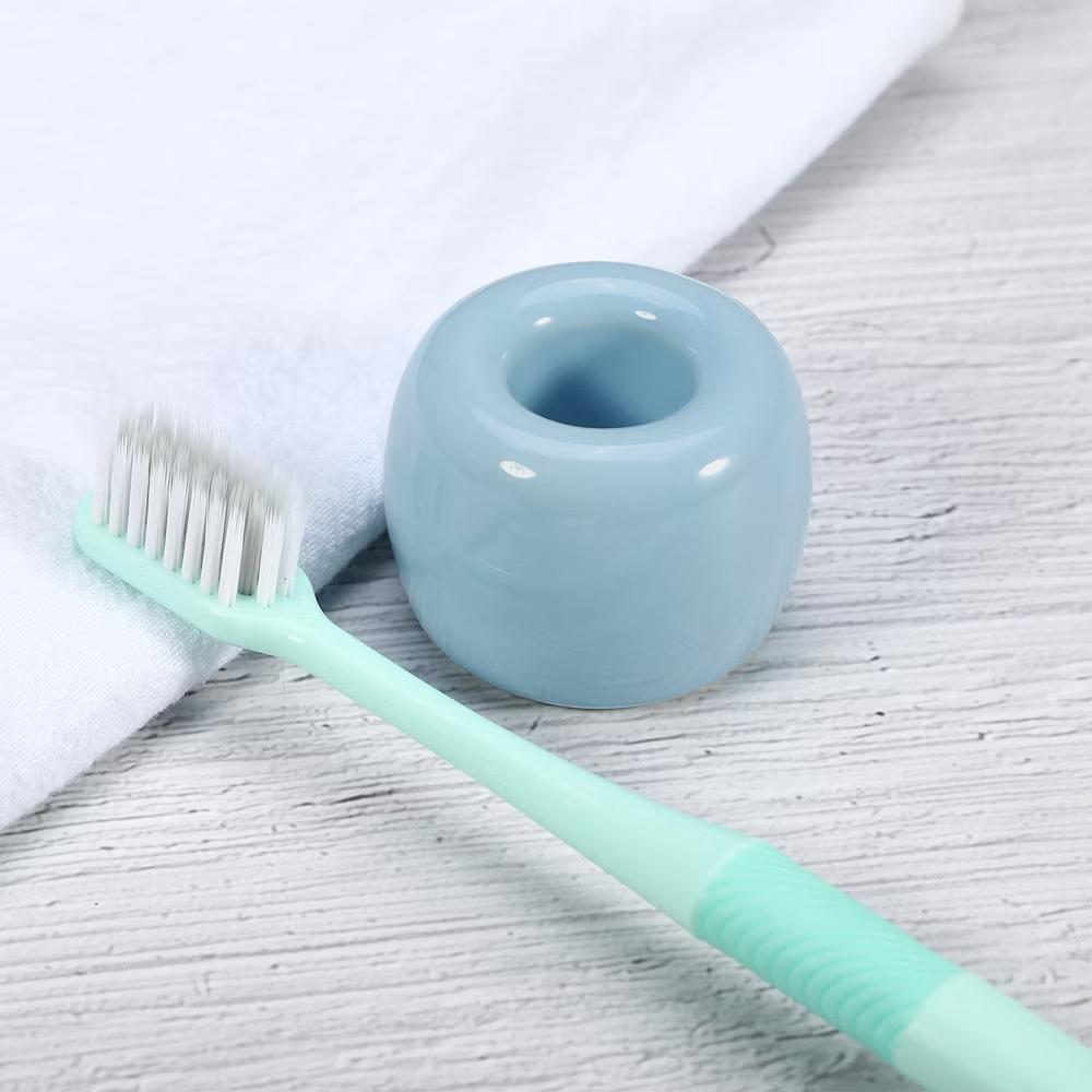 Bathroom Round Mini Ceramic Toothbrush Holder 1.65"x1.18" 2Pcs - Image 7