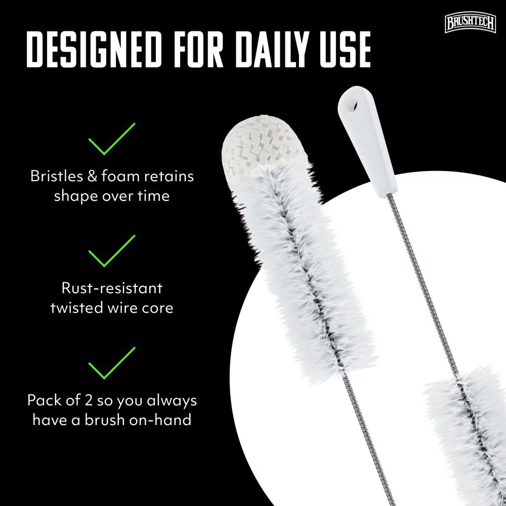 BRUSHTECH Foam-Tipped Baby Bottle Brush Set Foam Tip Bottle Cleaning Brush 2 Pack - Image 4