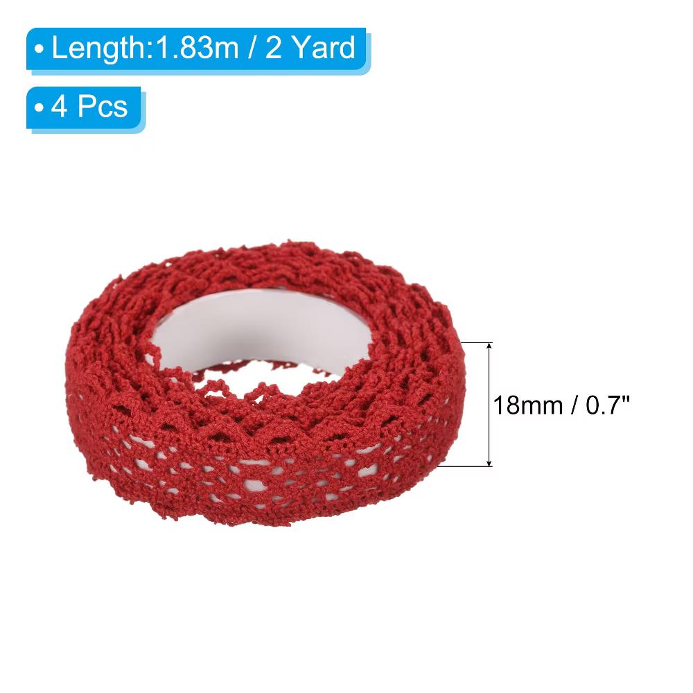 Cotton Self-Adhesive DIY Craft Decorative Lace Ribbon Tapes 0.7" 2 Yards 4 Pcs - Image 20