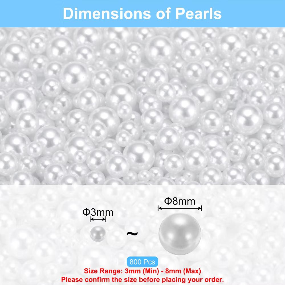 No Hole ABS Round Faux Pearl for Vase Fillers DIY Home Decoration 800 Pcs - Image 78