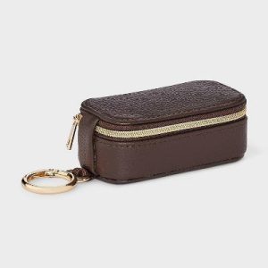 Mini Clip On Travel Jewelry Storage Case - Brown