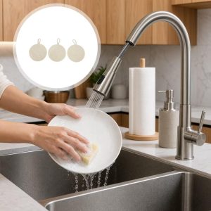 Round Wood Pulp Sponge Dish Washing Cloth 3 Pcs