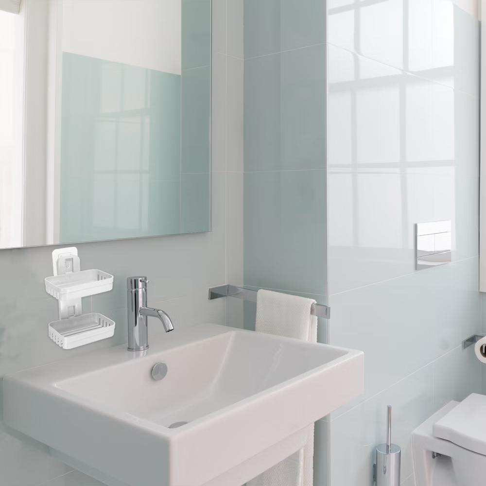 Plastic Soap Dish Keep Soap Dry Soap Cleaning Storage Drill Free Soap Holder for Home Bathroom Kitchen 1 Pc - Image 2