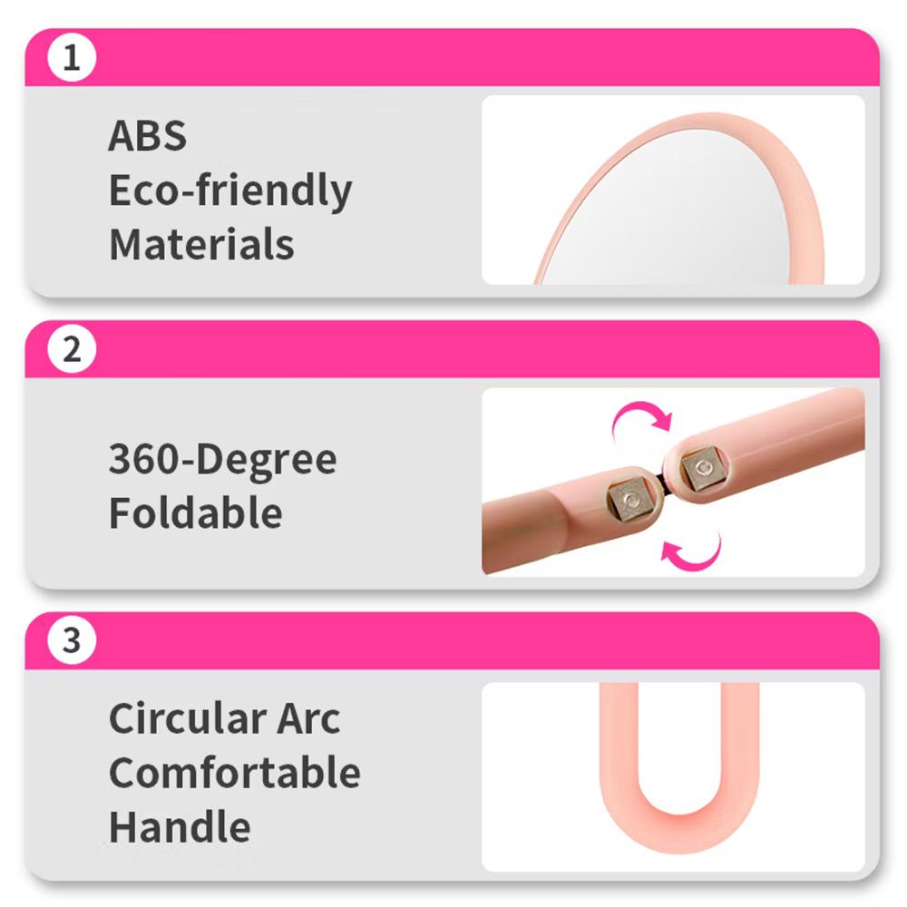 Mber Hand Mirror For Makeup Mirror Double Sided, 1X 10X Magnifying Mirror, Handheld Mirrors with Handle, Foldable Travel Hand Mirror With Stand Pink - Image 8