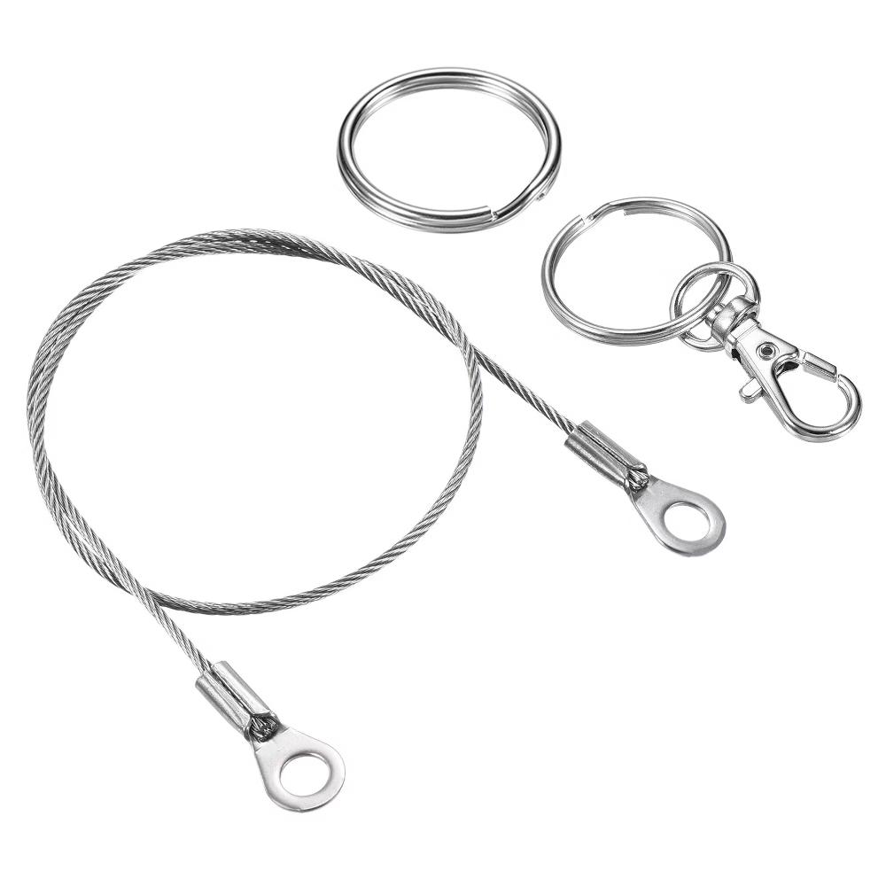Lanyard Cable Rope with Key Ring Keychains Silver 4 Pcs - Image 20