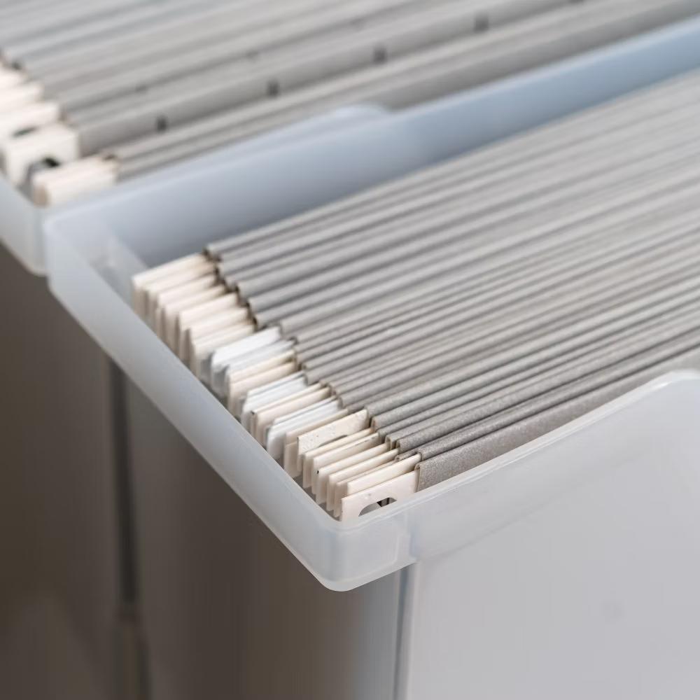 USA Portable Letter Size Desktop File Box with Open Lid, Side Handles, Hanging File Folders - Image 26
