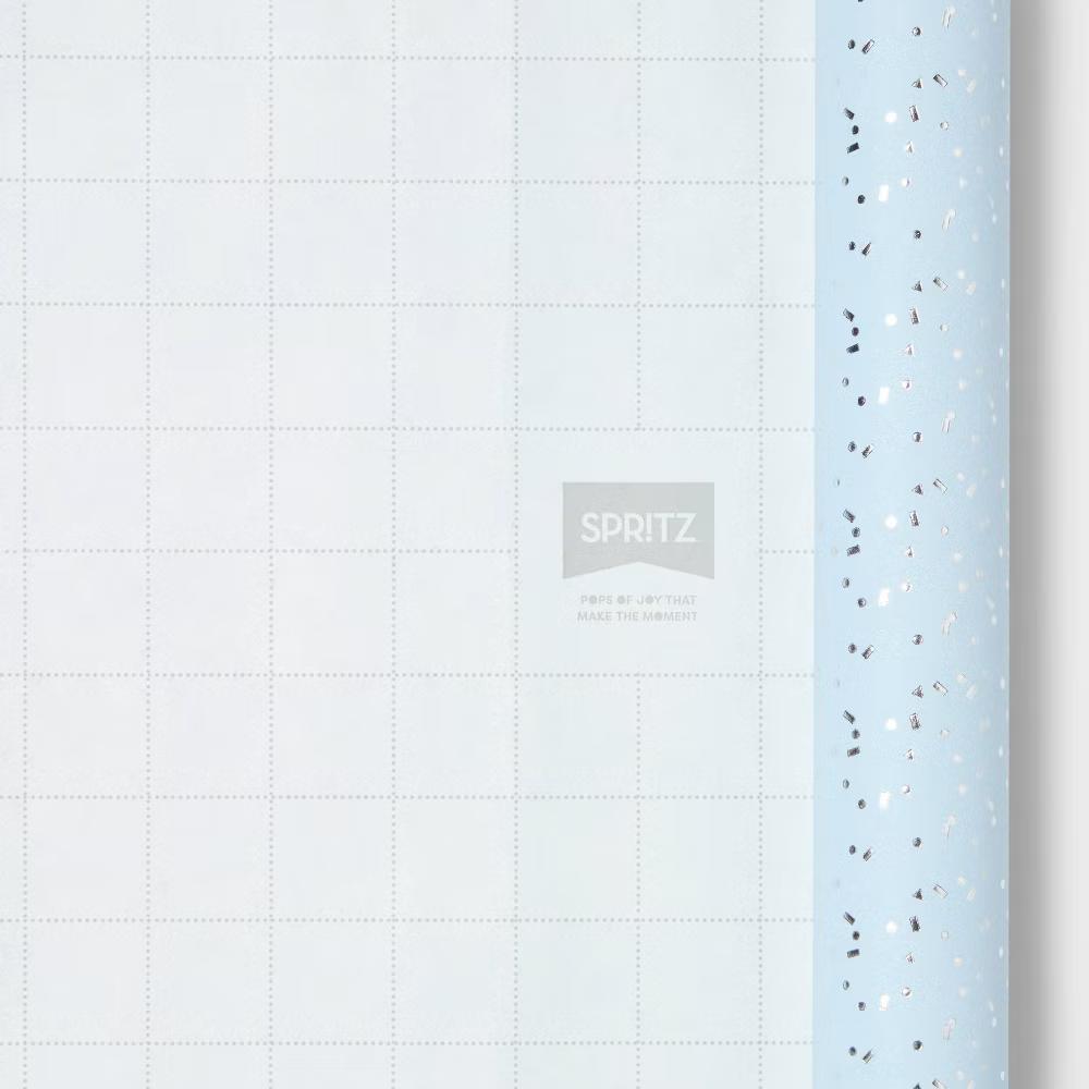 96"x30" Foil Confetti Print Wrapping Paper Blue/Silver - Image 3