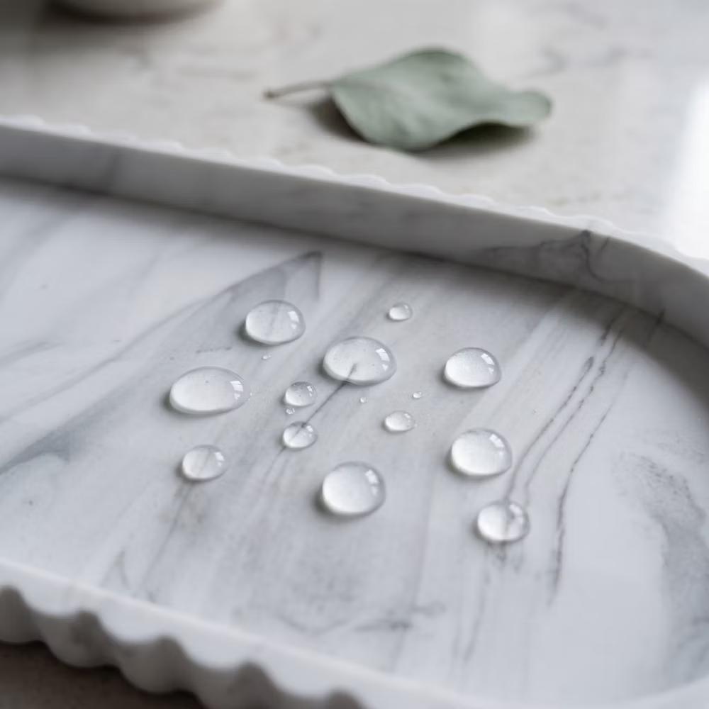 2Pc Round Silicone Vanity Tray Set Decorative Catchall Organizer for Bathroom Countertop Perfume White - Image 90