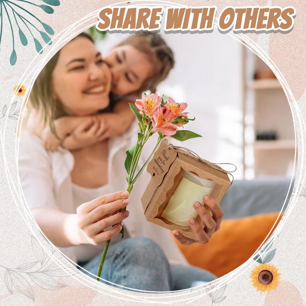 100 Set Candle Gift Boxes with 100 Transparent Window Packaging 3.35x3.35x3.94 in 100 Thank You Tags 1 Roll Rope - Image 6