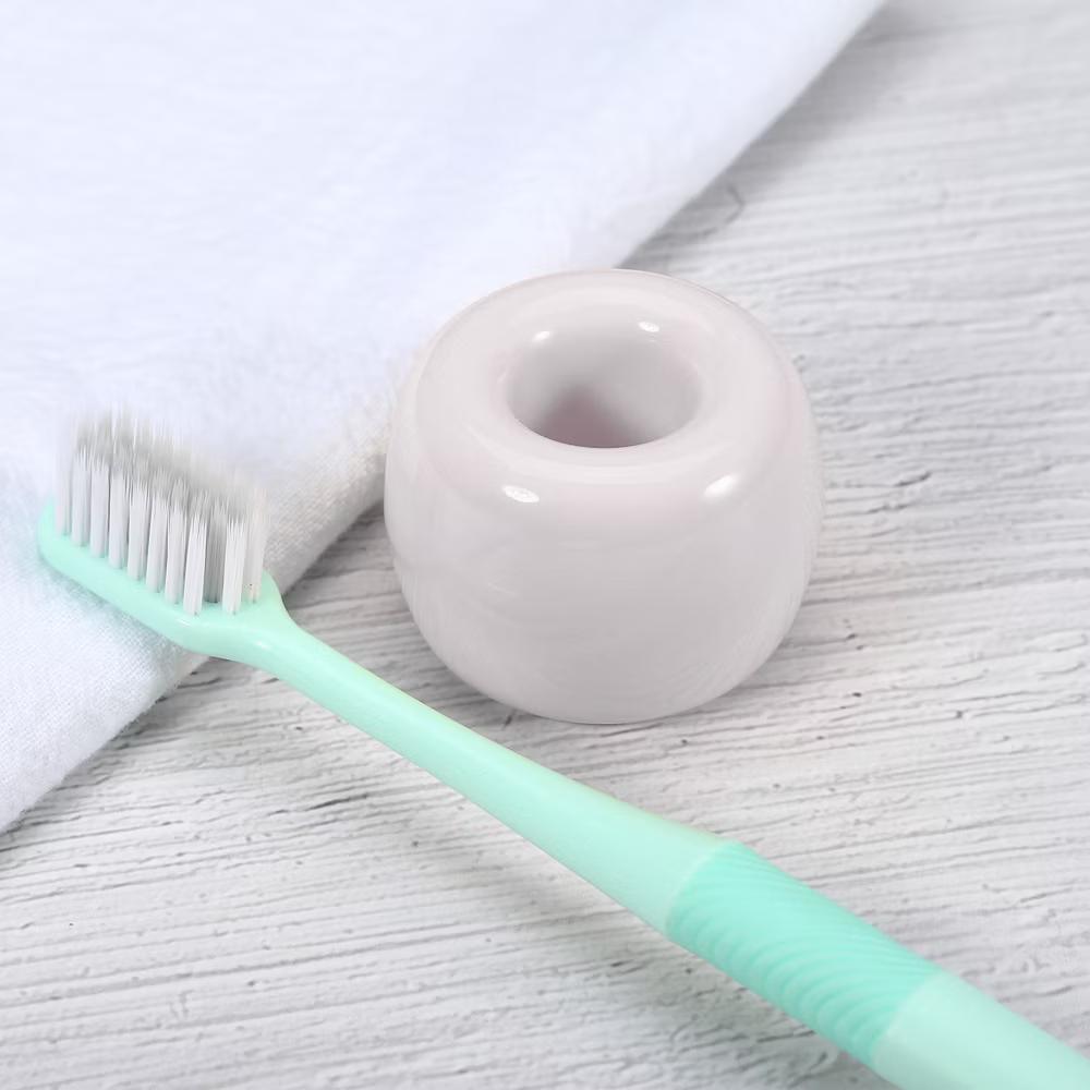 Bathroom Round Mini Ceramic Toothbrush Holder 1.65"x1.18" 2Pcs - Image 49