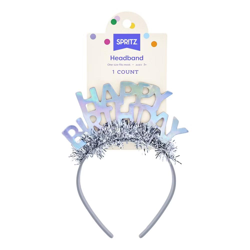 "Happy Birthday" Party Headband Silver - Image 3