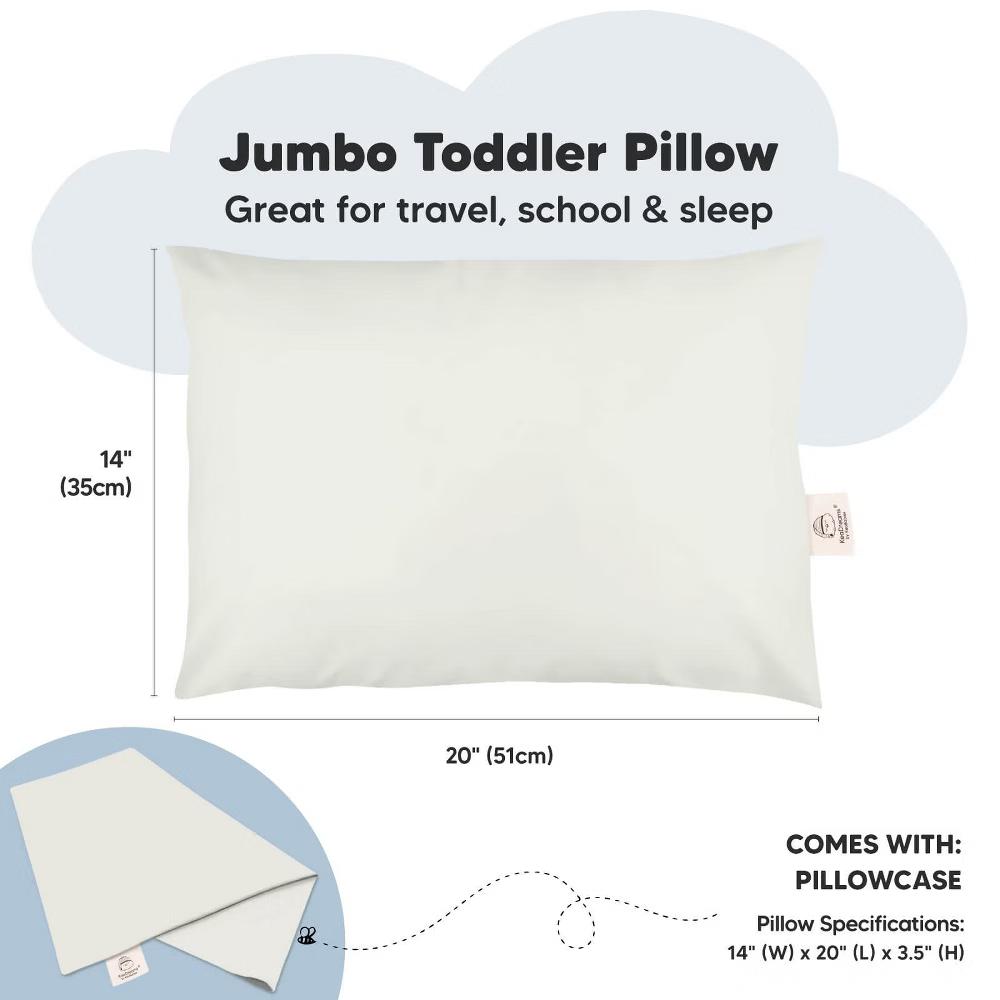 Jumbo Toddler Pillow with Pillowcase, 14X20 Soft Organic Toddler Pillows for Sleeping, Kids Travel Pillow - Image 43