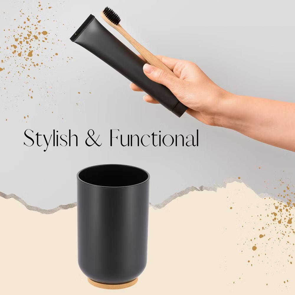 French Home Goods Elegant Bamboo-Based Bathroom Tumbler – Modern Vanity Cup, Ideal for Toothbrush Holder or Countertop Organizer - Image 4