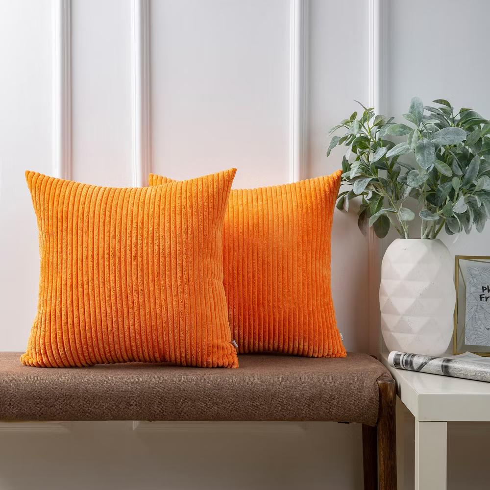 Phantoscope Solid Color Corduroy Pillow Covers Set of 2 Plush Velvet & Soft Accent - Image 2