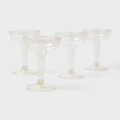 4.5oz 20ct Plastic Coupe Champagne Gold Glitter - Image 2