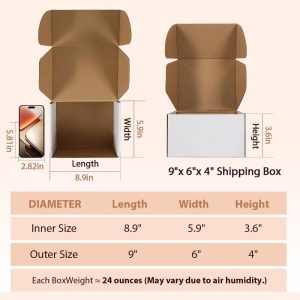 25 Pack White Shipping Boxes 9x6x4 Inches Small Corrugated Cardboard Literature Mailer for Mailing Storage or Gift Packaging