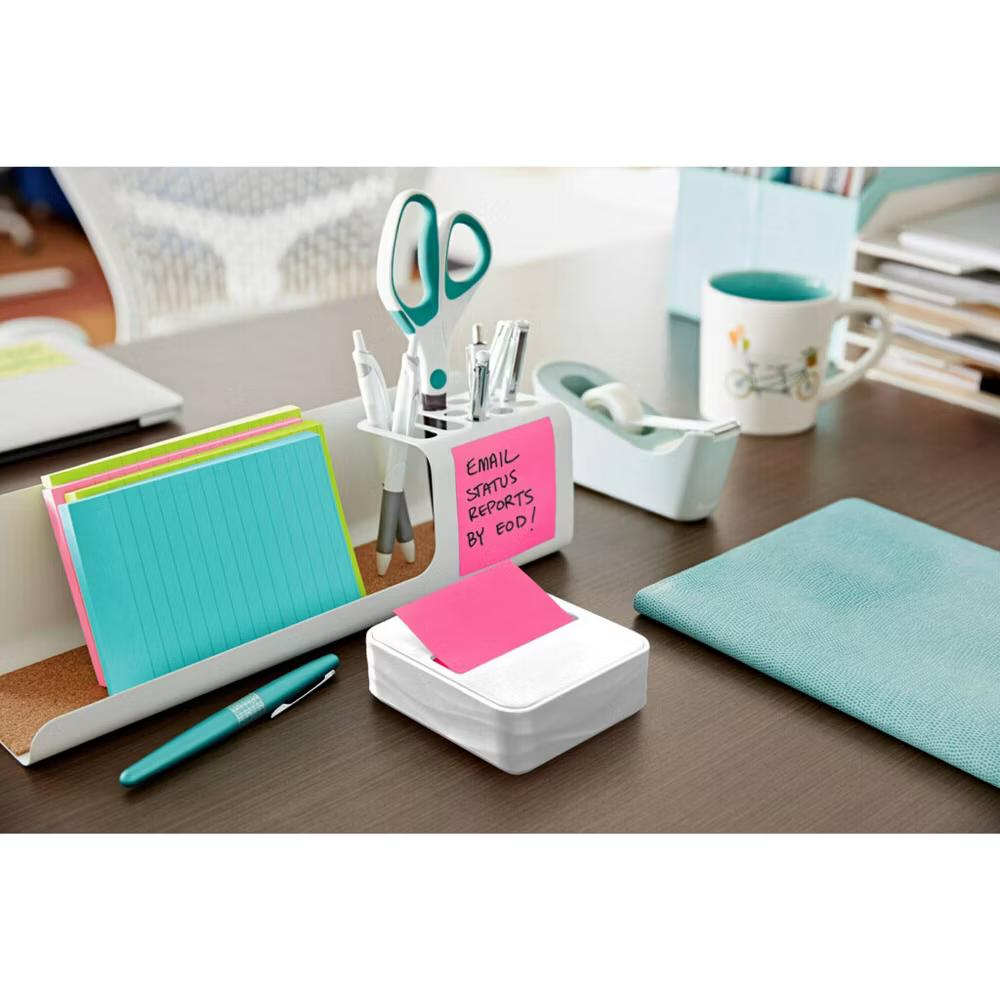 Dispenser Wave White: Plastic Desk Organizer & Note Holder, 3.422" Height, 3.641" Width, 1.25" Depth - Image 5