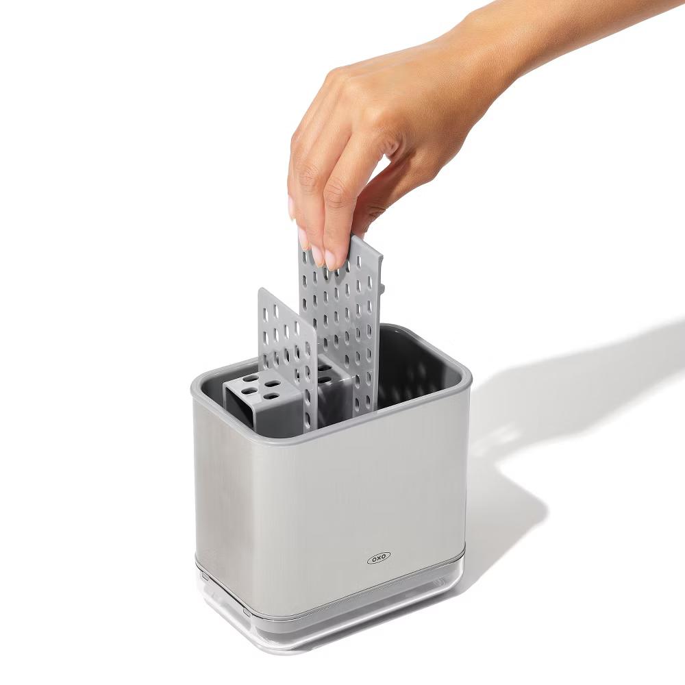 Stainless Steel Sink Caddy: Silver Kitchen Storage, Plastic & Stainless Steel, 3.8"x3.8"x5.5", 1 lb - Image 4