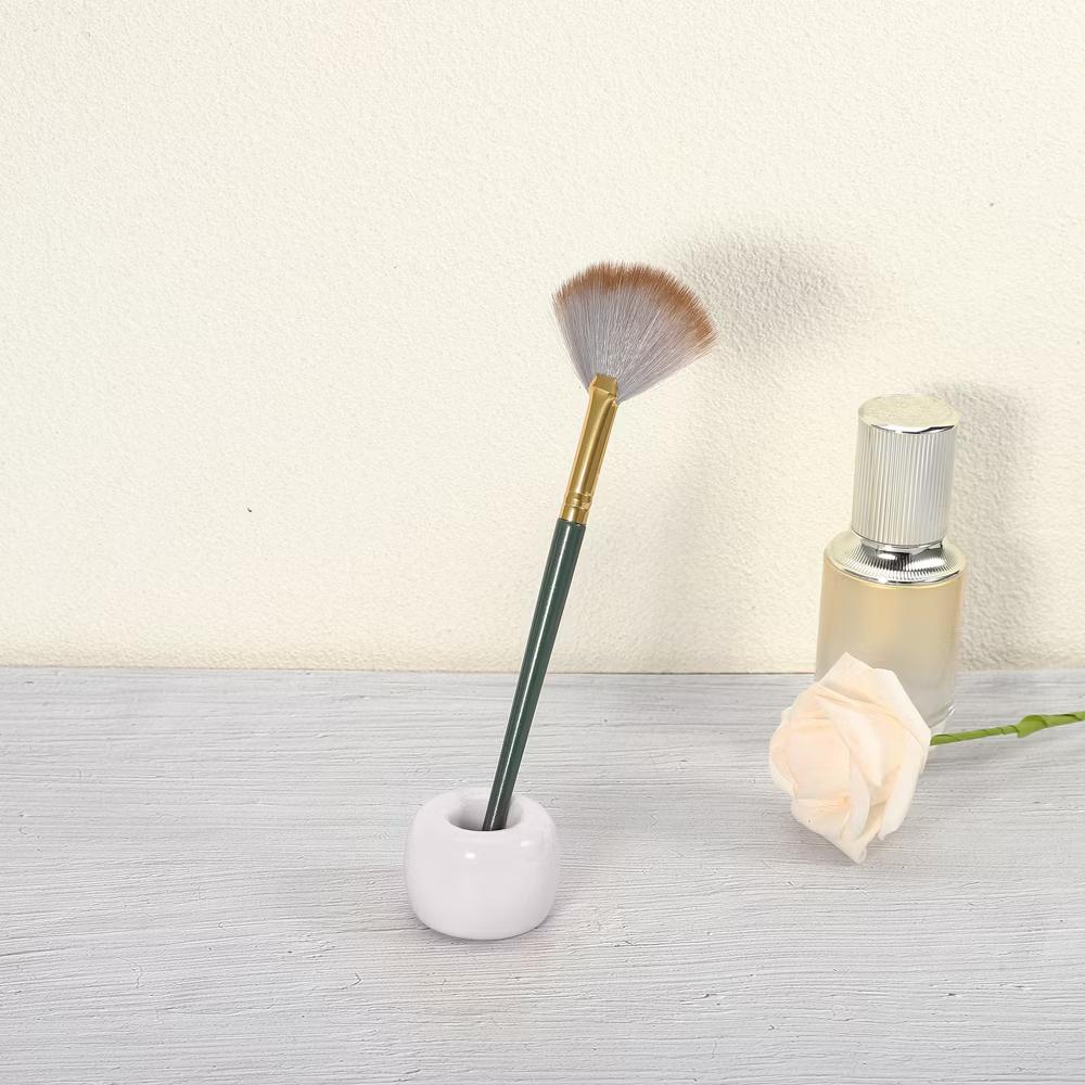 Bathroom Round Mini Ceramic Toothbrush Holder 1.65"x1.18" 2Pcs - Image 53
