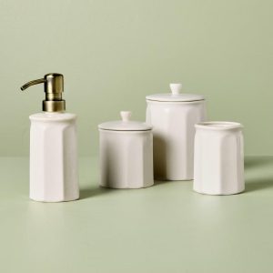 Ceramic Bathroom Canister - with Magnolia