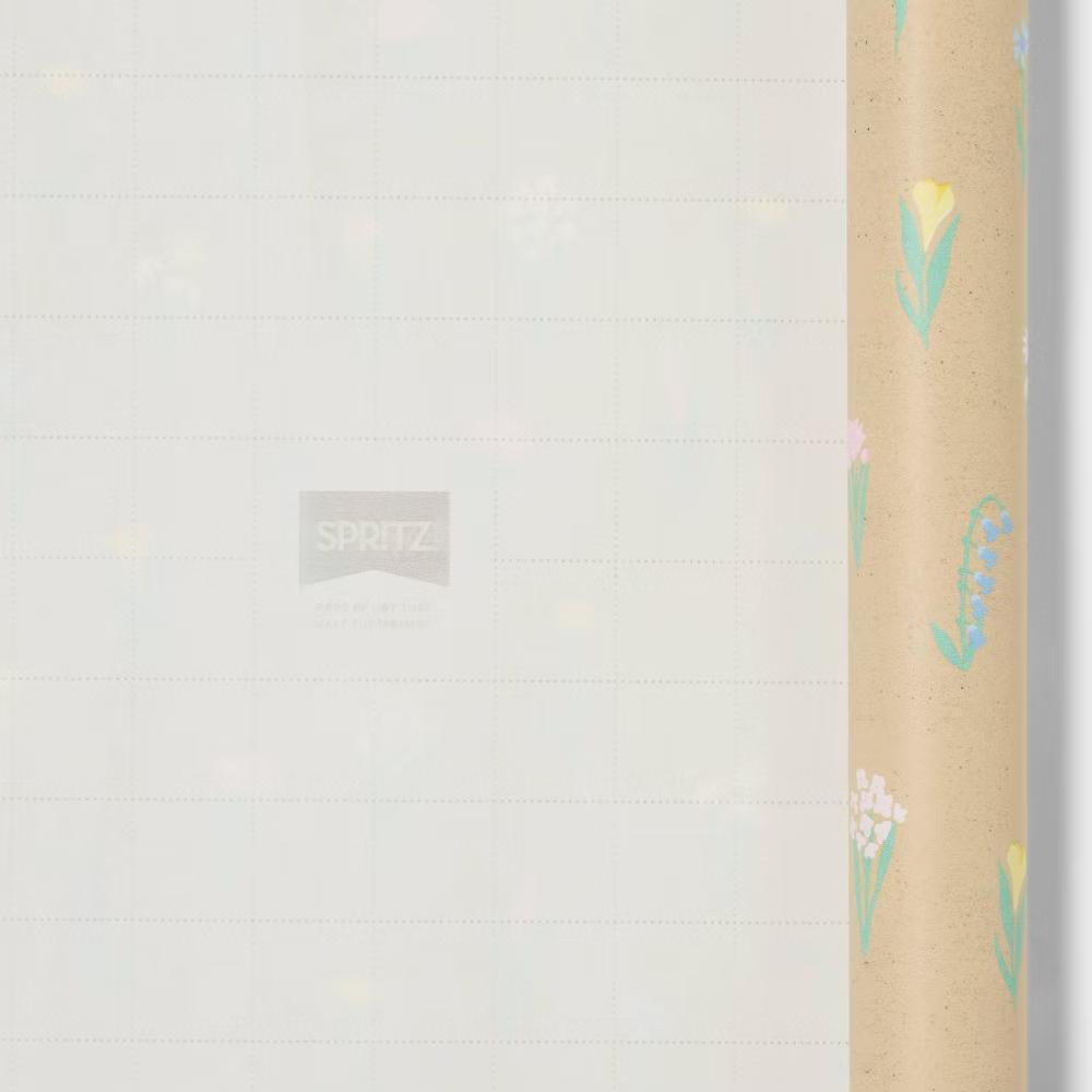96"x30" Floral Baby Shower Gift Wrapping Paper Natural - Image 2