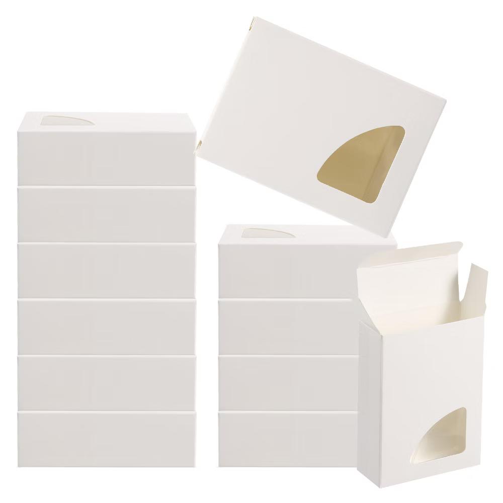 Paper Sturdy Soap Box with Triangle Pattern Clear Window 30 Pcs
