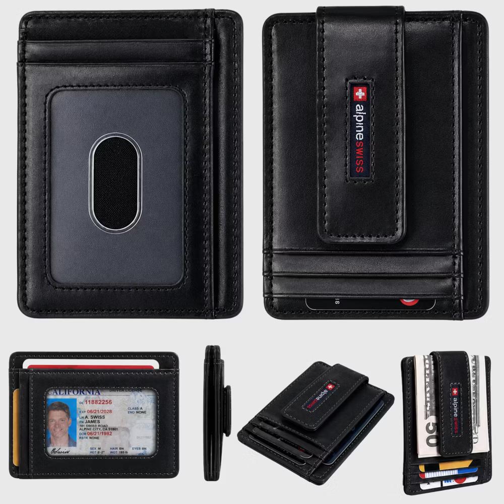 Alpine Swiss Harper Mens RFID Slim Money Clip Front Pocket Wallet Minimalist Leather ID Card Holder - Image 24