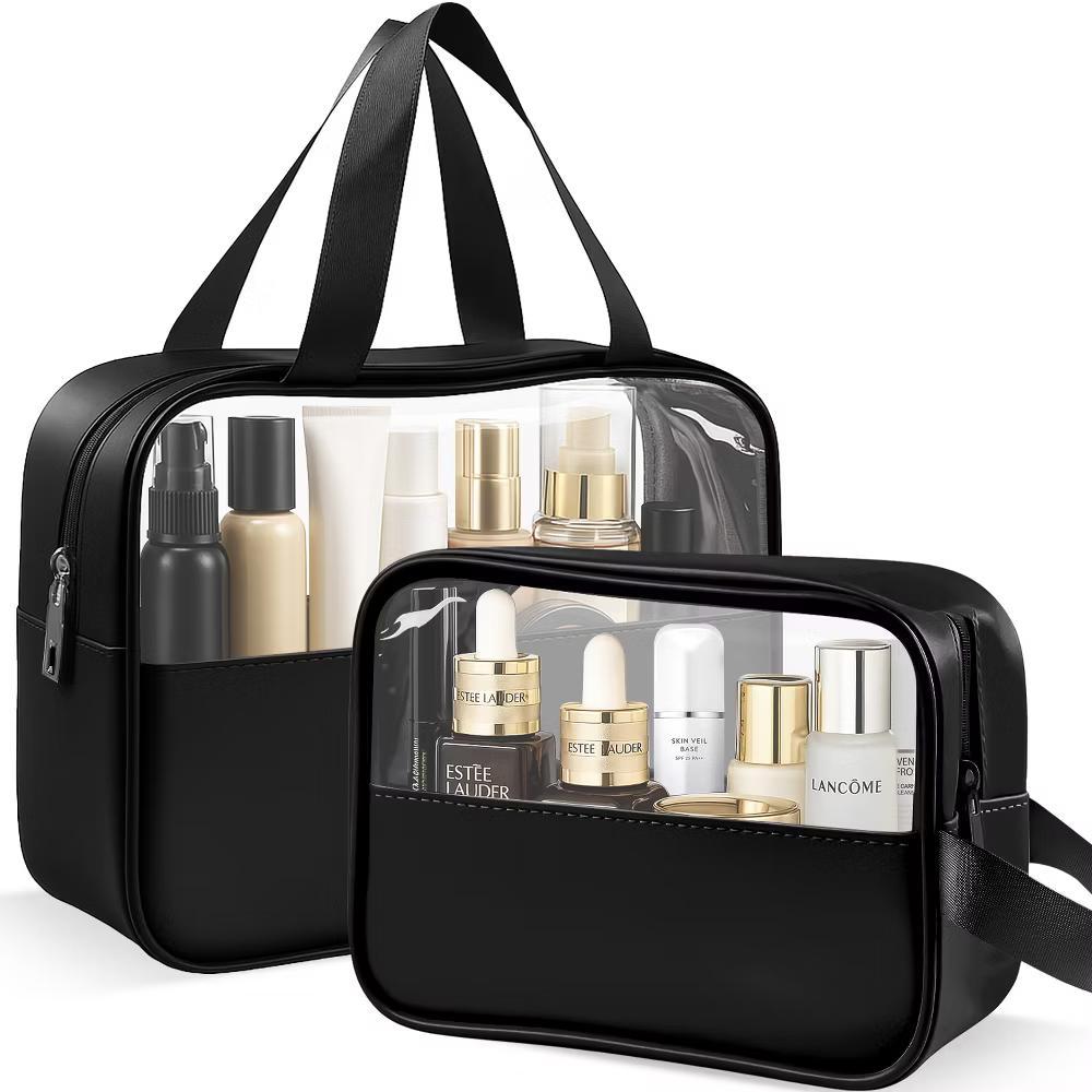 Mber TSA Approved Toiletry Bag Travel, Clear Makeup Bag Organizer, Clear Toiletry Bag Set, Clear Zipper Pouches Quart Size Travel Cosmetic Bags, Black - Image 3