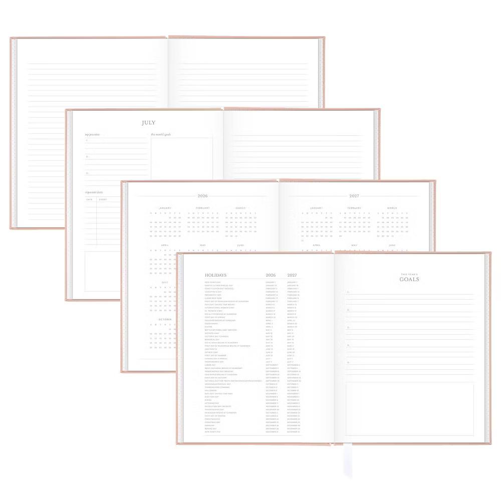 Essentials 7.875"x9.875" 2026-2027 Large Fabric Casebound Planner Rose Pink - Image 2