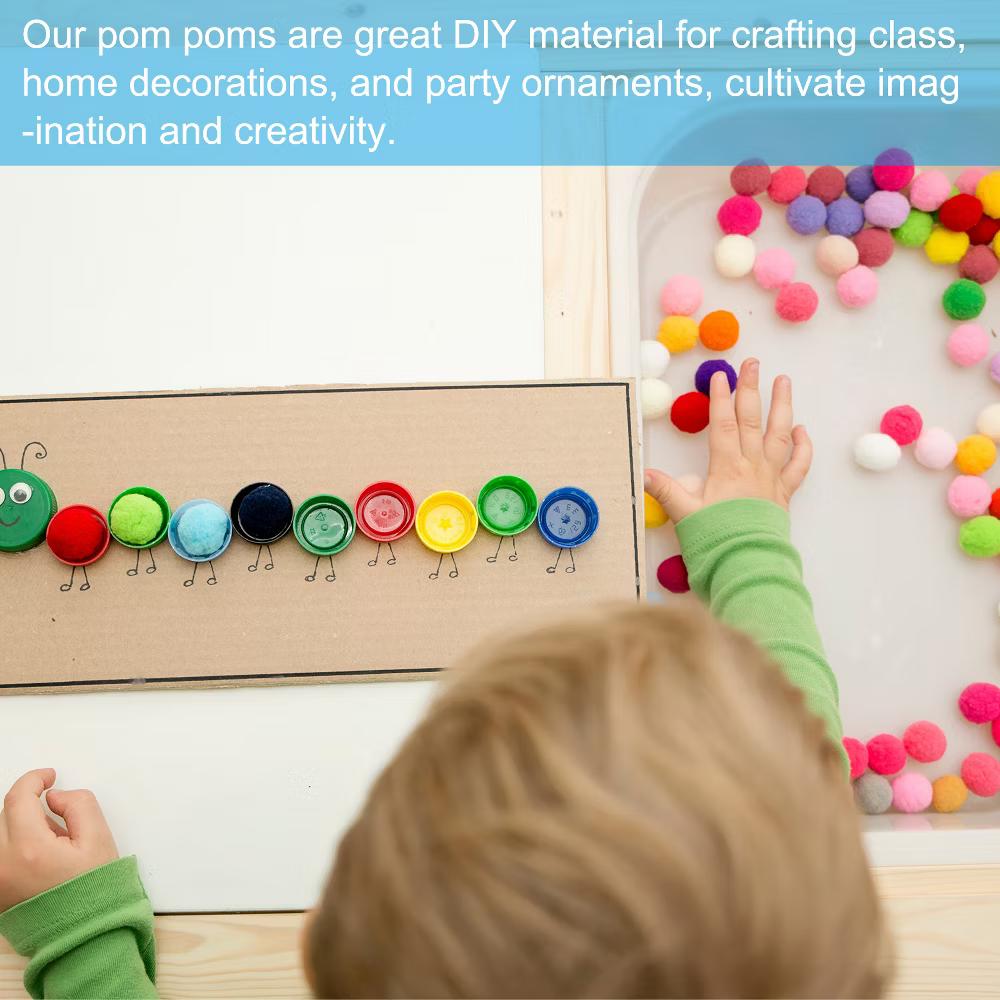 Creative DIY Craft High Elastic Home Art Supplies Pom Poms 0.6" - Image 3