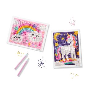 2pk 6''X6'' Gem Art Poster Unicorn/Rainbow - DIY Gemstone Craft Kit for Kids, Ages 6