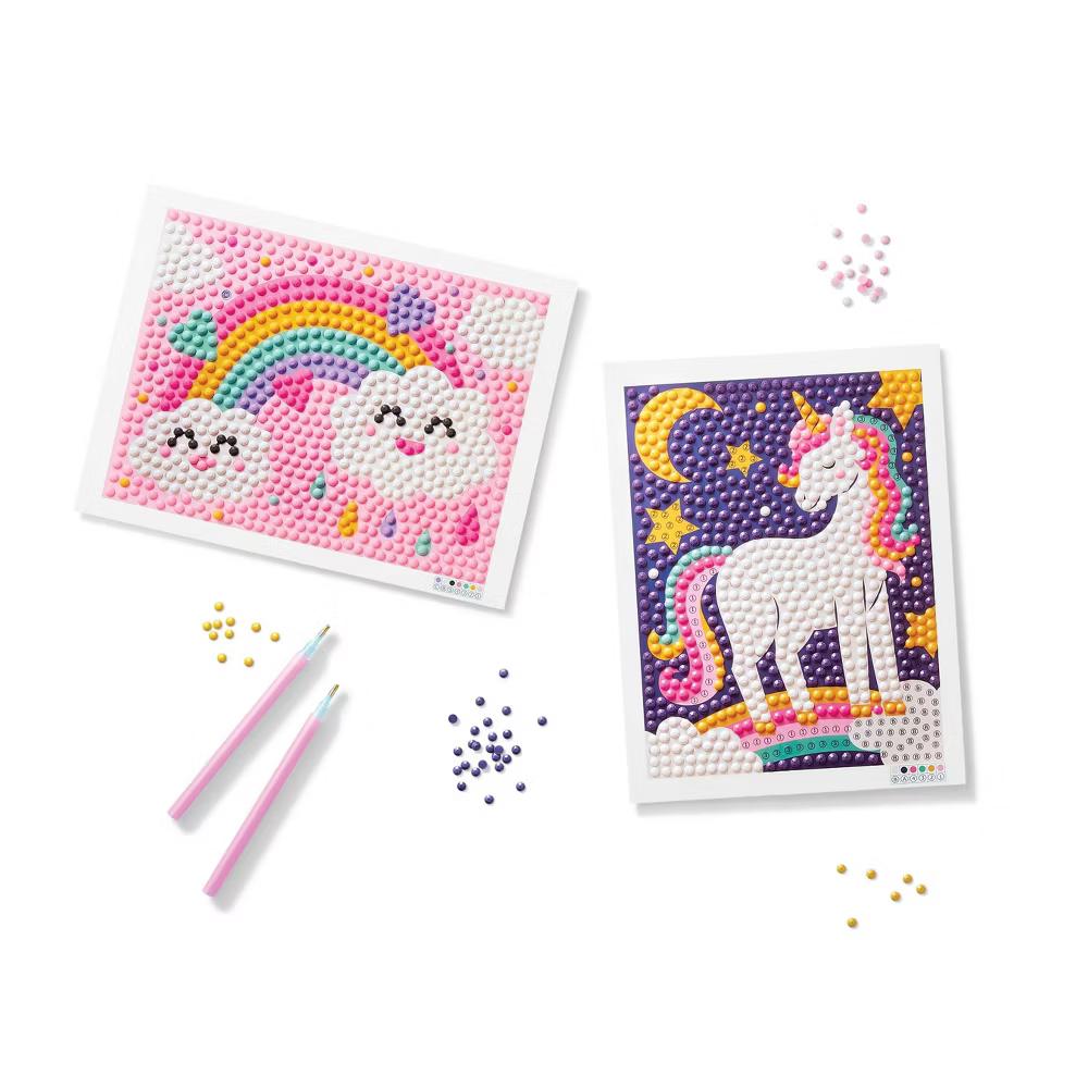 2pk 6''X6'' Gem Art Poster Unicorn/Rainbow - DIY Gemstone Craft Kit for Kids, Ages 6