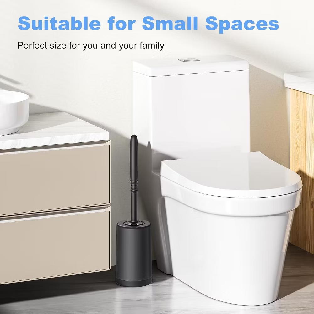 Toilet Bowl Brush Holder Set: Curved Design with Holder for Deep Cleaning Under Rim - Compact Hidden Scrubber for Small Space - Image 3