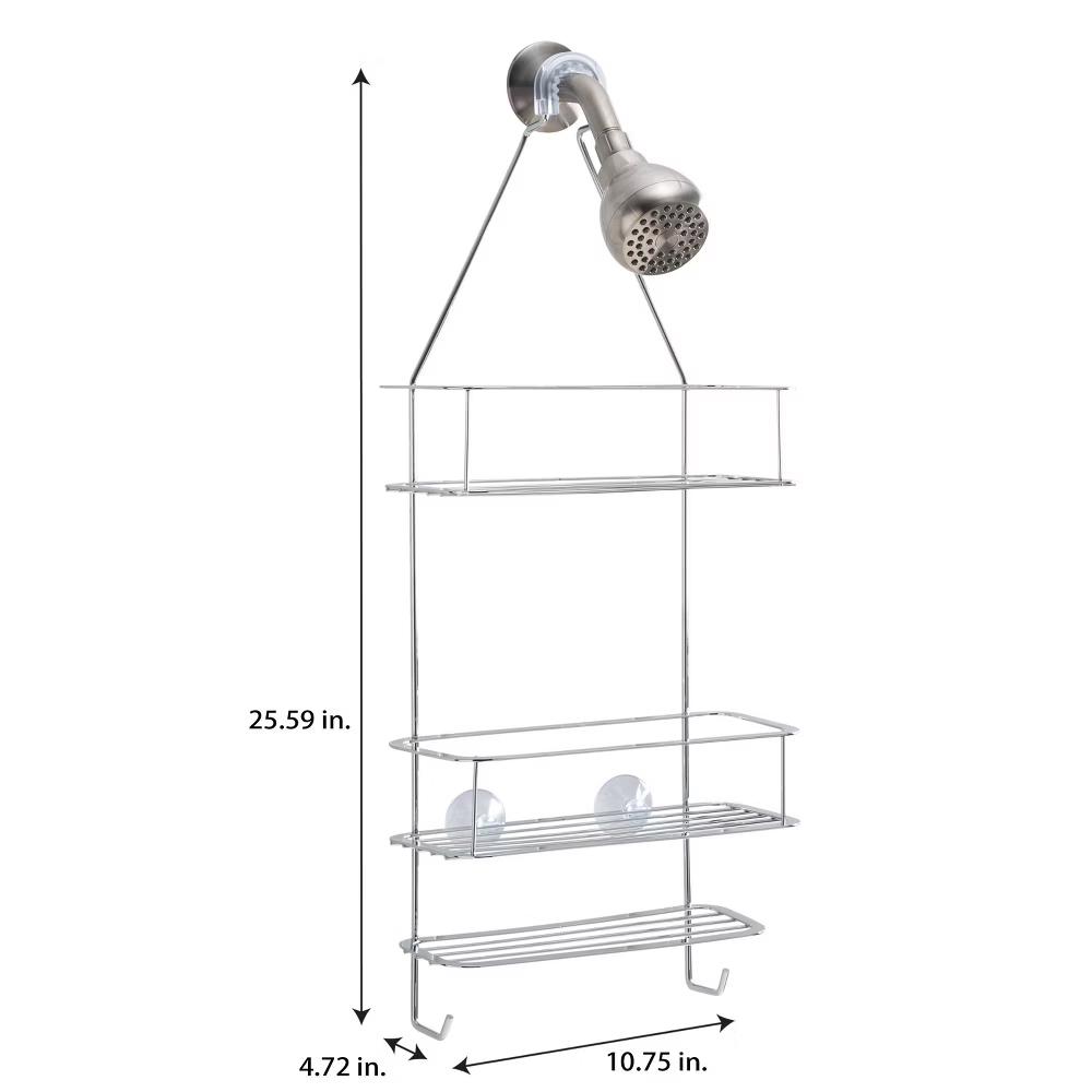 Mod Shower Caddy Chrome - Steel Hanging Organizer, Bathroom Rack for Storage, 25.59" Height - Image 3