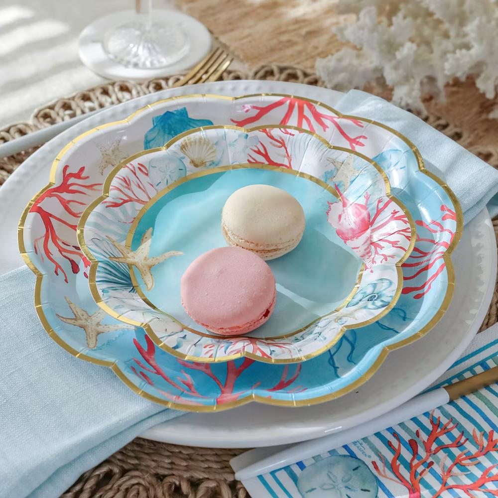 Beach Party 62 Piece Coastal Party Tableware Set, Birdal Shower Decorations Plates & Napkins, Vibrant Floral Nautical (16 Guests) - Image 2